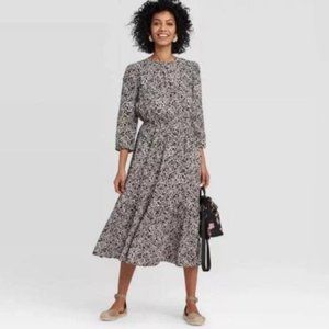 A New Day Cheetah Print Fit and Flare Maxi Dress Office Business Casual Size S